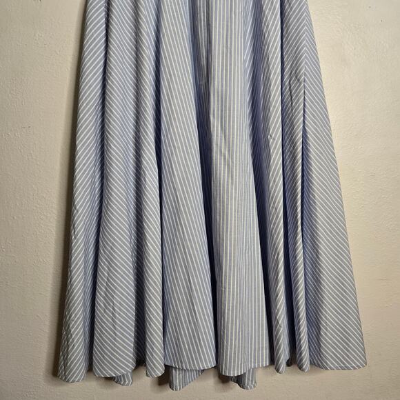 Calvin Klein Preppy Blue White Striped One Shoulder Bow Midi Dress 6 Romantic - Picture 6 of 16